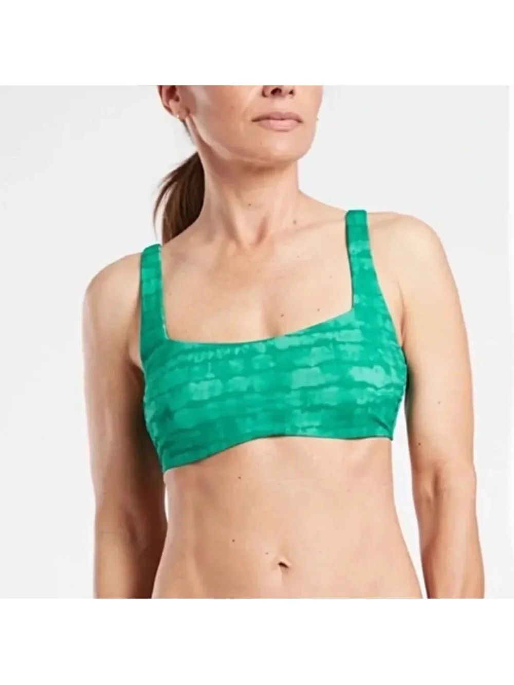 Athleta Bra Cup Square Neck Printed Bikini Top Size 34B/C